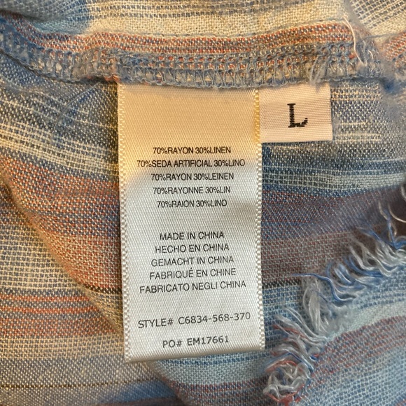 Anthropologie Cloth & Stone Raw-Hem Shirtdress in Blue Stripe - Picture 9 of 14